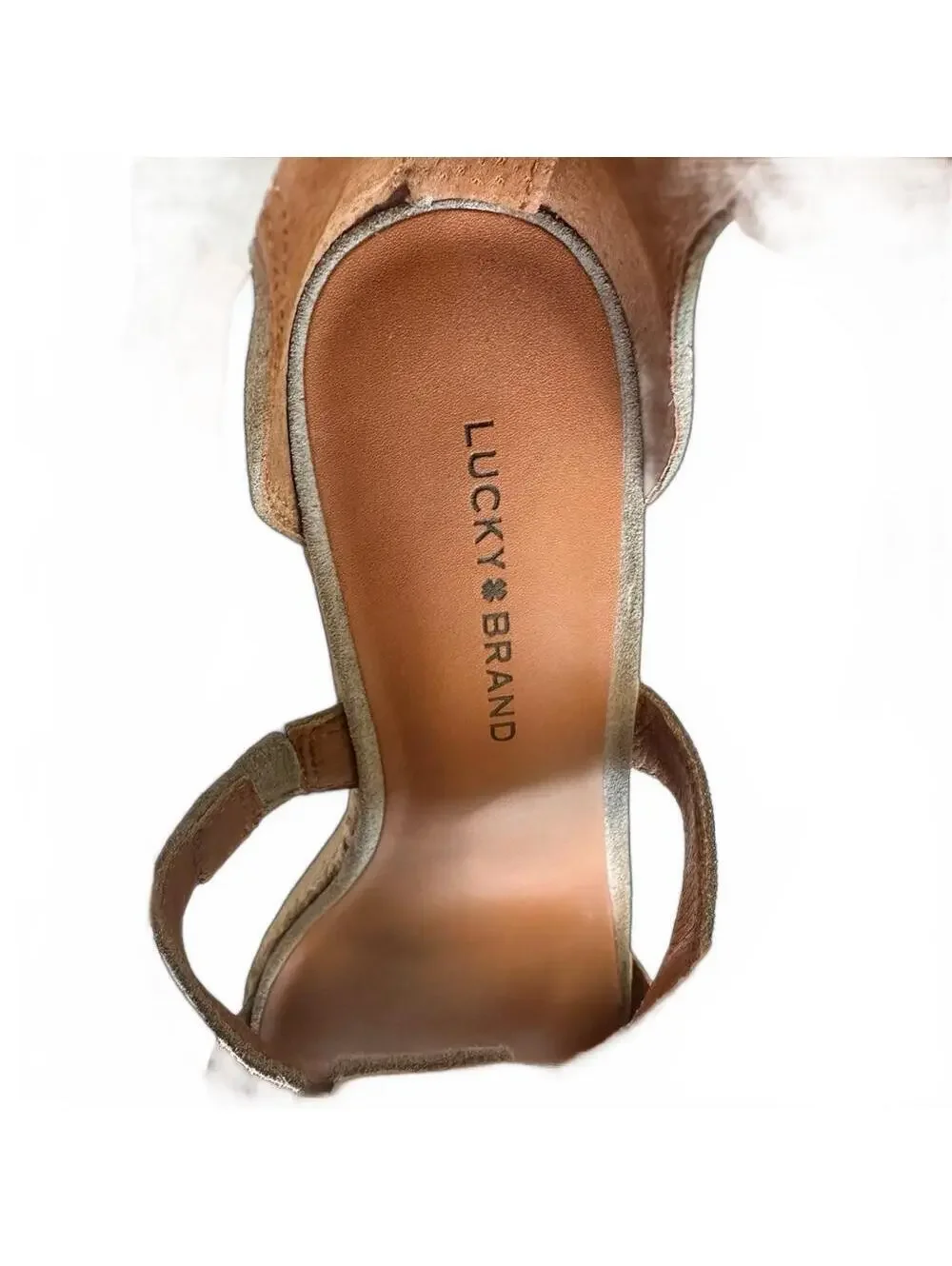 Lucky Brand Tan Suede Wedge Sandals with Espadrille Platform, size 7 1/2